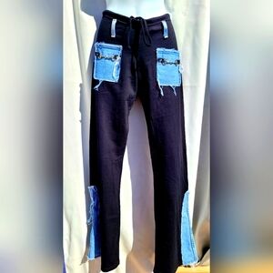 Miss Vintage Jean/Black Size Small Front Tie Pants.